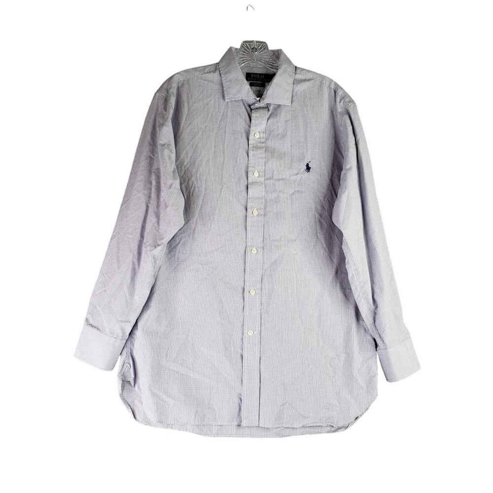 Polo Ralph Lauren Shirt Oxford Men's Size XL 16.5 Plaid LS Button Down Slim
